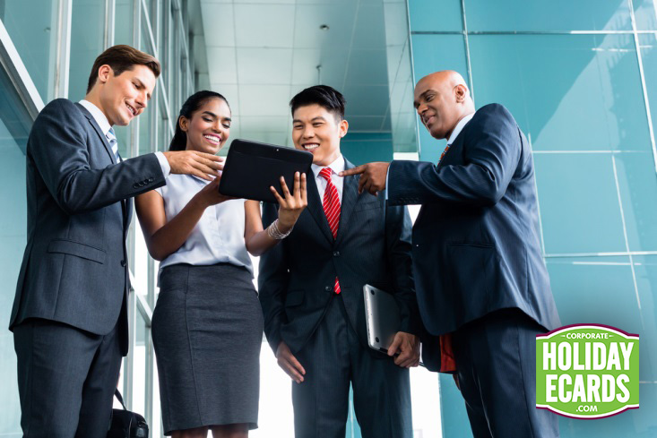 Man unsure what he needs for his company holiday greeting.