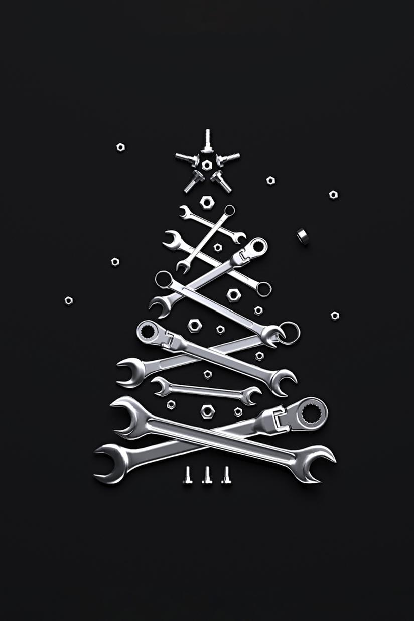 Holiday card with holly leaves, berries, and winter greenery.