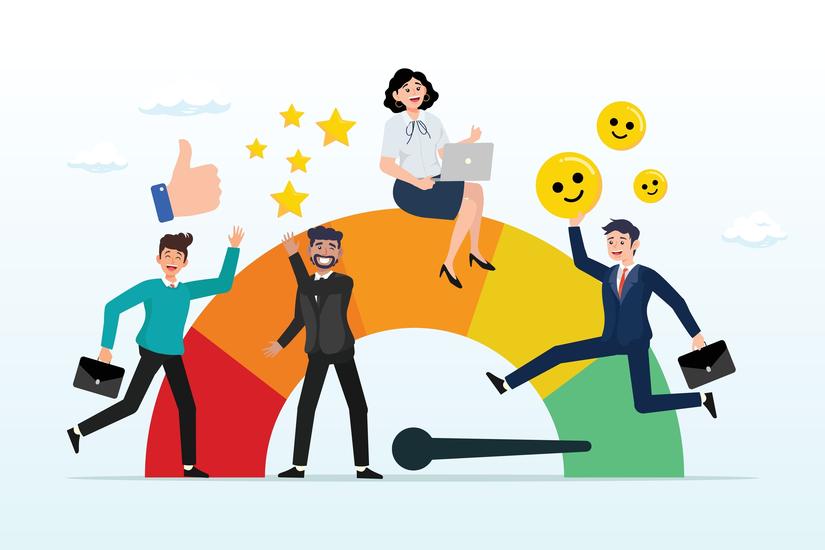 Holiday card featuring snowy fir trees under a starry sky.